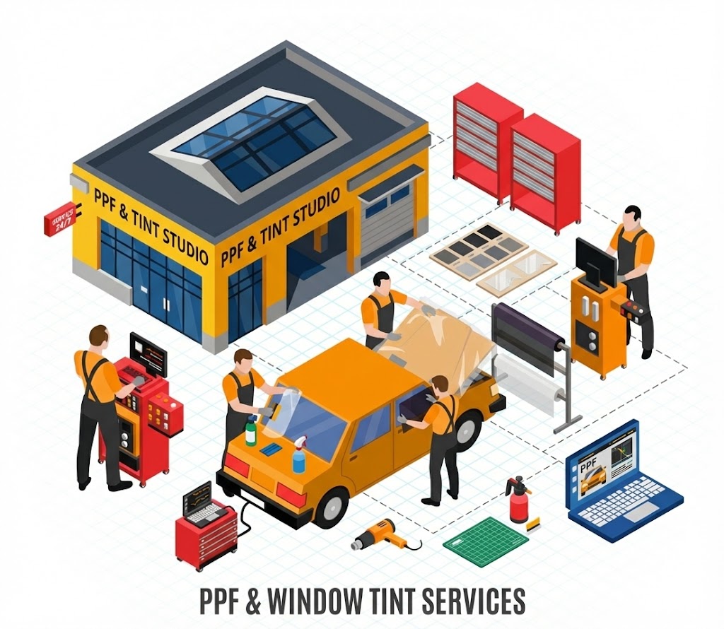 Auto detailing shop PPF window tint ceramic coating
